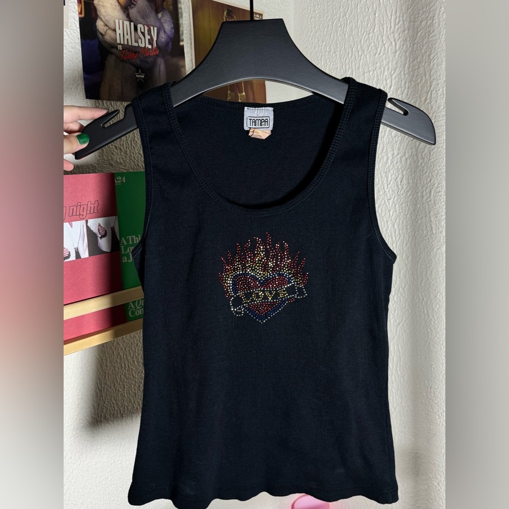 Vintage Tampa Black Rhinestone Tank Top